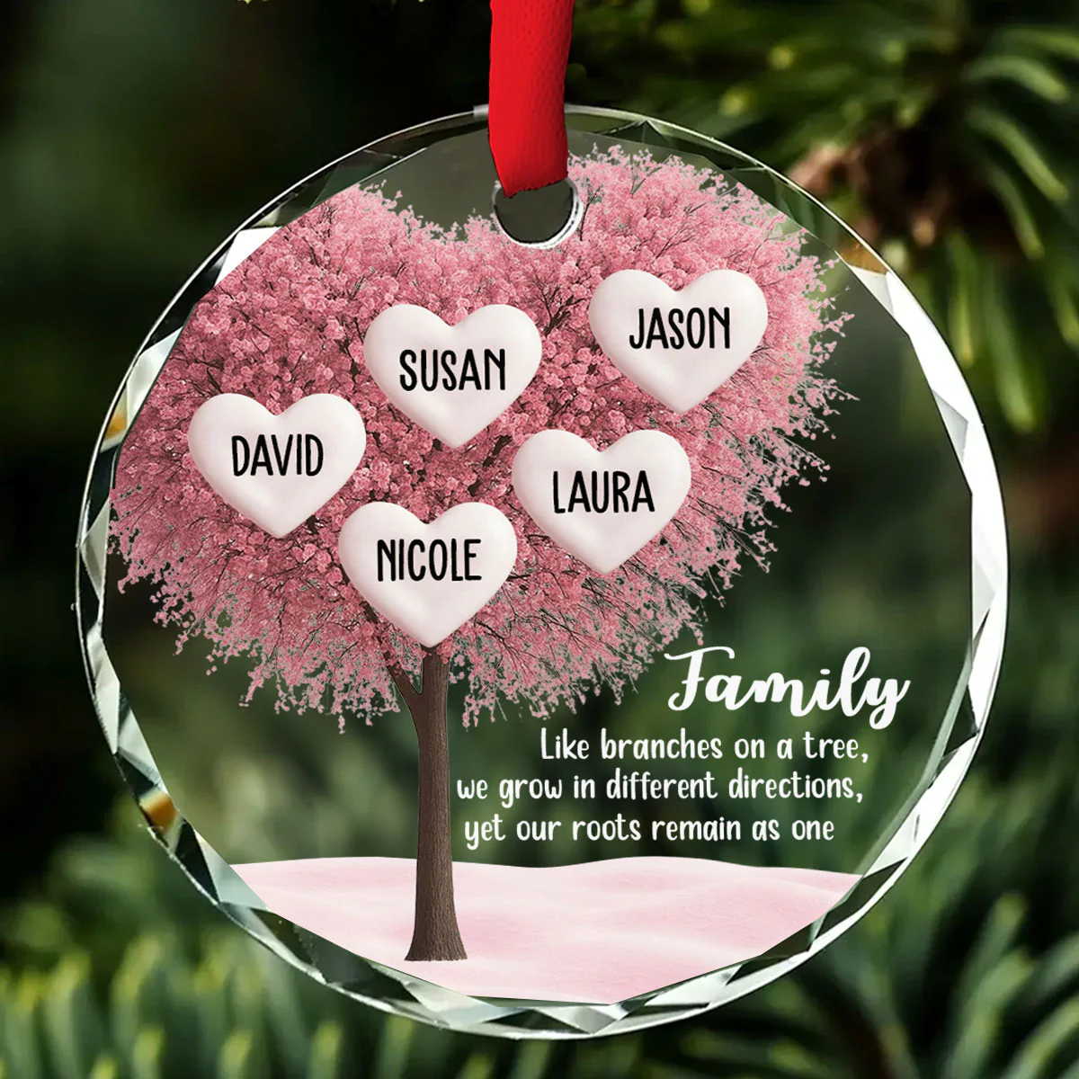 Family Roots Remain As One - Personalized Custom Glass Ornament