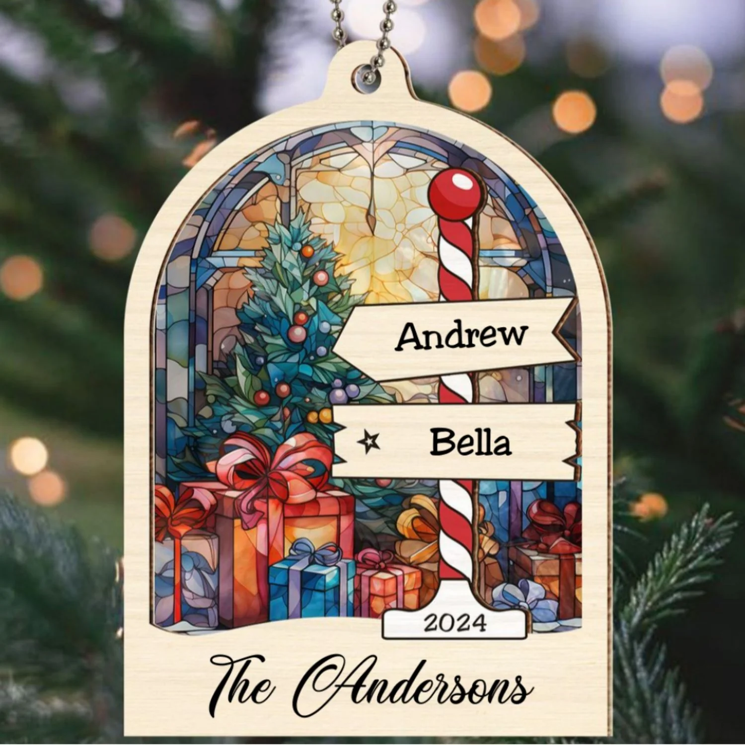 Family Sign Christmas - Personalized Custom Suncatcher Ornament - Image 6