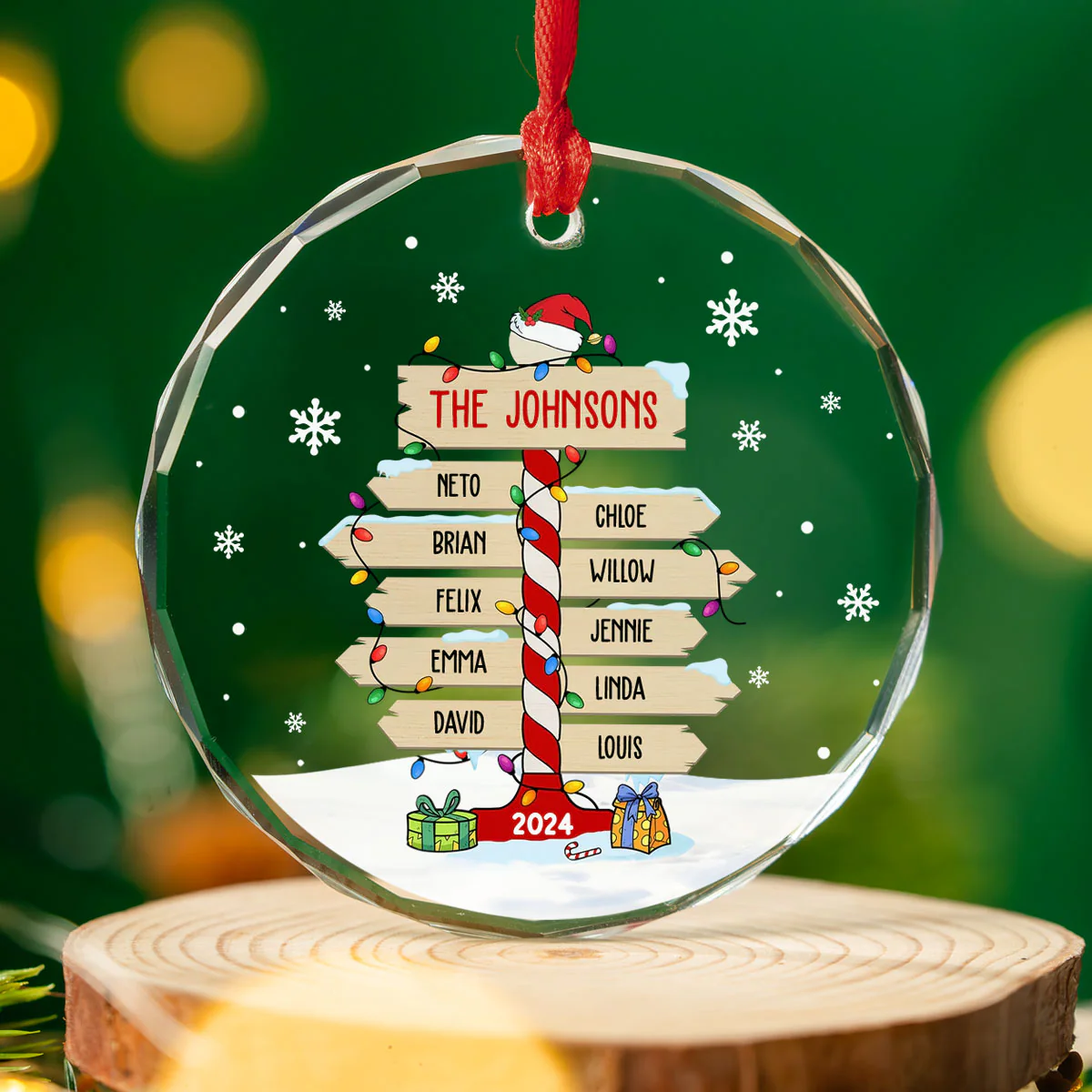 Family Sign Version 1 - Personalized Custom Glass Ornament - Image 4