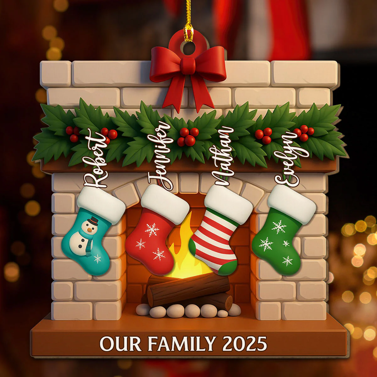 Family Stockings 2025 - Personalized Custom Wood Ornament - Image 2