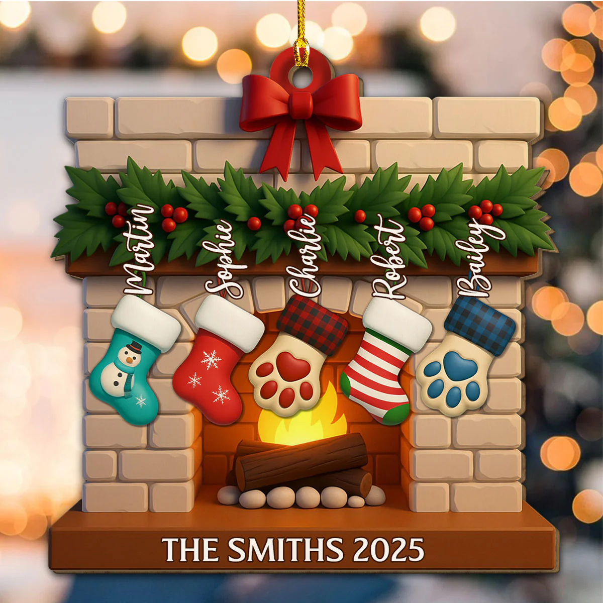 Family Stockings 2025 - Personalized Custom Wood Ornament - Image 3