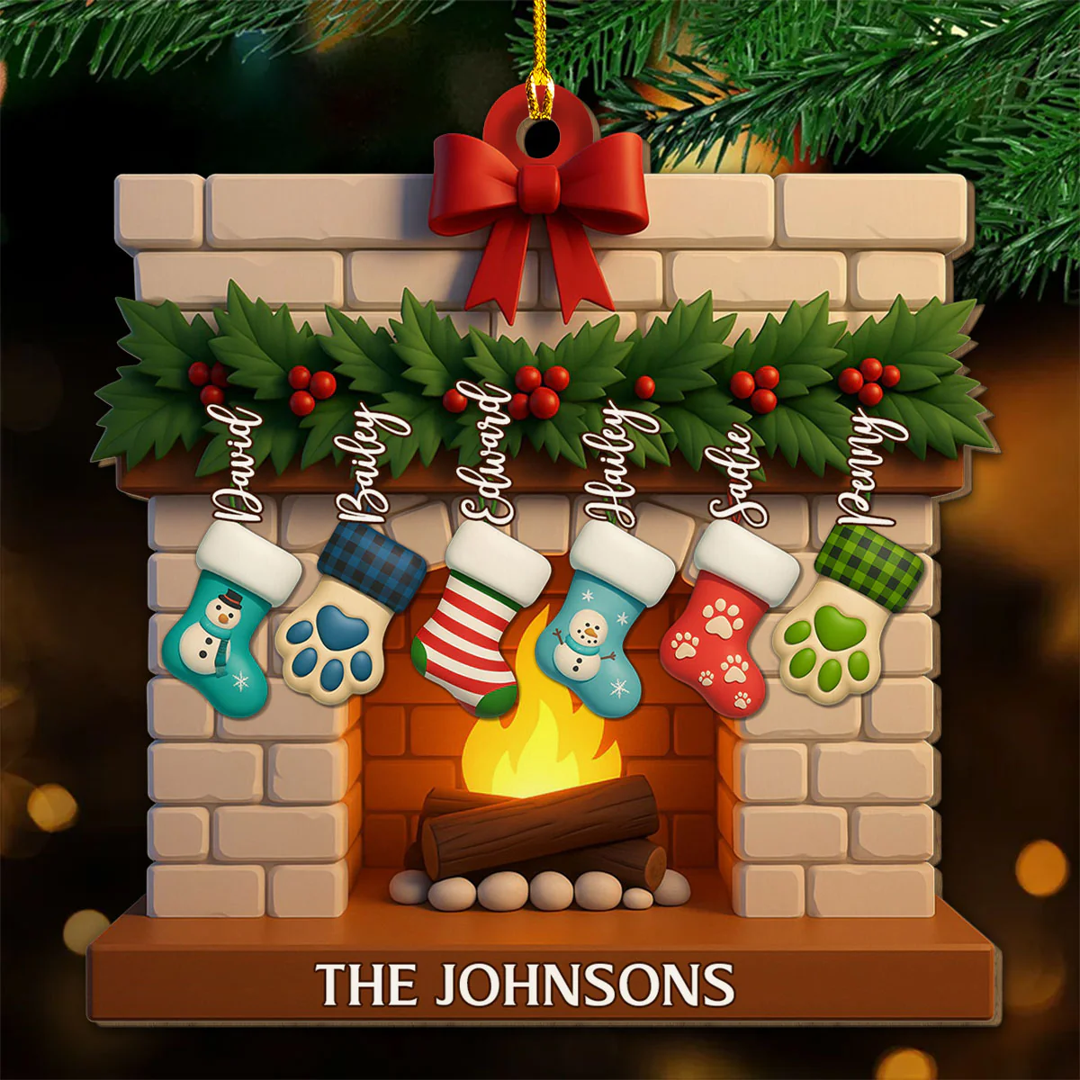 Family Stockings 2025 - Personalized Custom Wood Ornament - Image 4