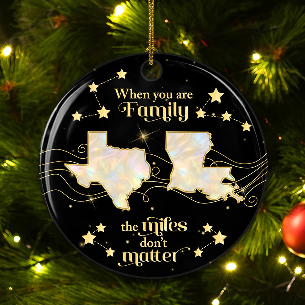 Family The Miles Dont Matter - Personalized Custom Ceramic Ornament - Image 2