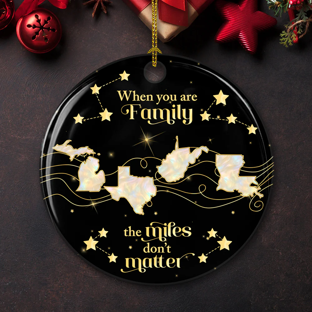 Family The Miles Dont Matter - Personalized Custom Ceramic Ornament - Image 4