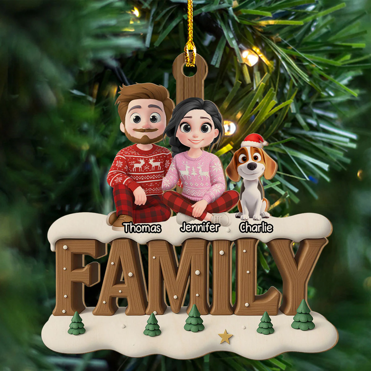 Family This Year Onwards - Personalized Custom 3D Effect Wood Ornament - Image 3