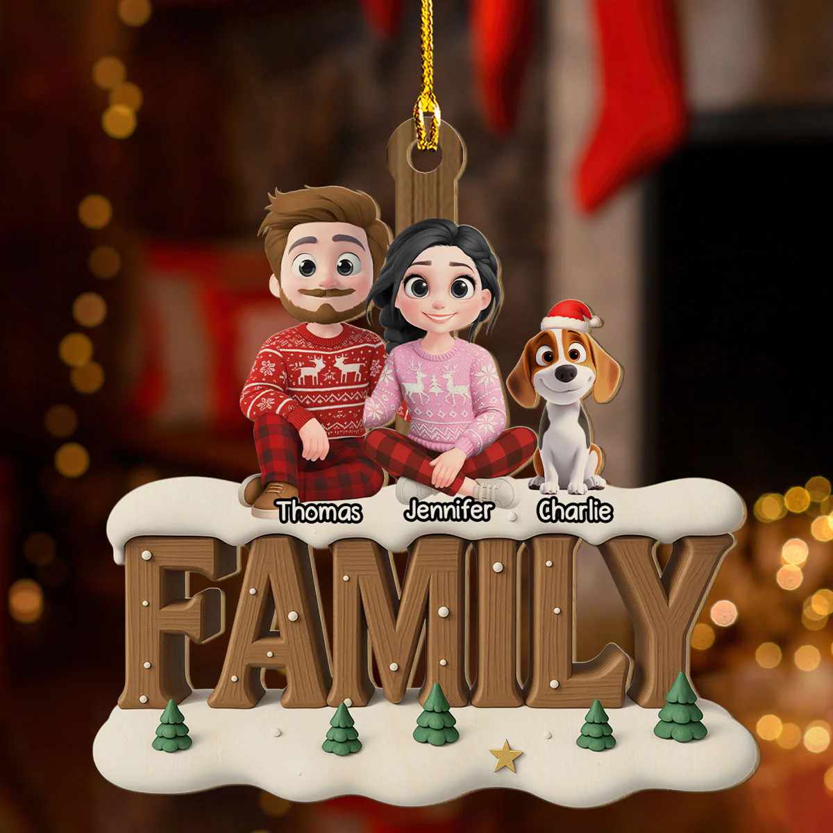 Family This Year Onwards - Personalized Custom 3D Effect Wood Ornament - Image 5