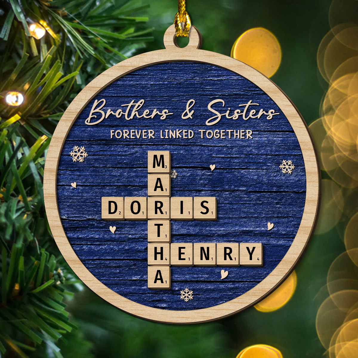 Family Ties That Never Break - Personalized Custom 2-Layered Wood Ornament - Image 2