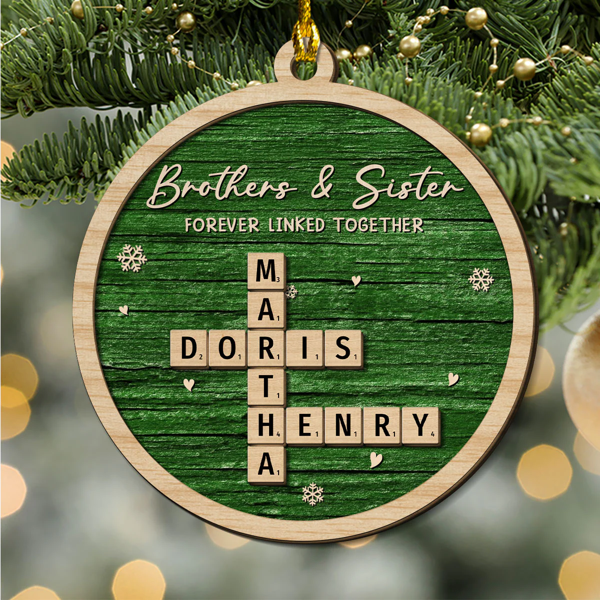 Family Ties That Never Break - Personalized Custom 2-Layered Wood Ornament - Image 3