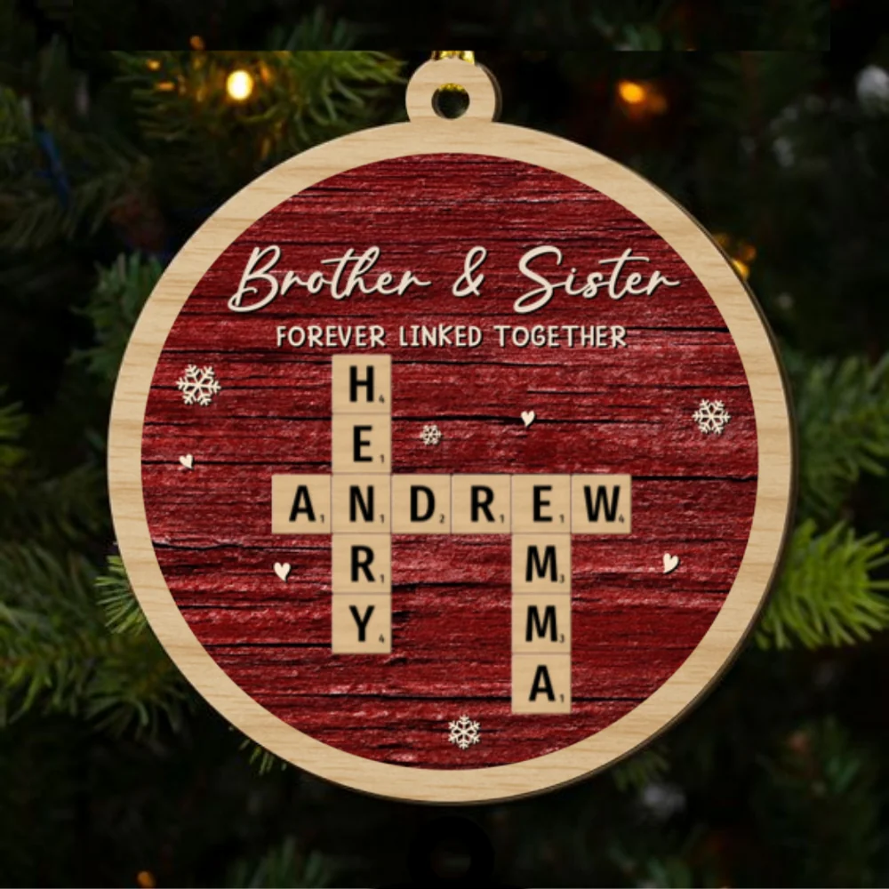 Family Ties That Never Break - Personalized Custom 2-Layered Wood Ornament - Image 6