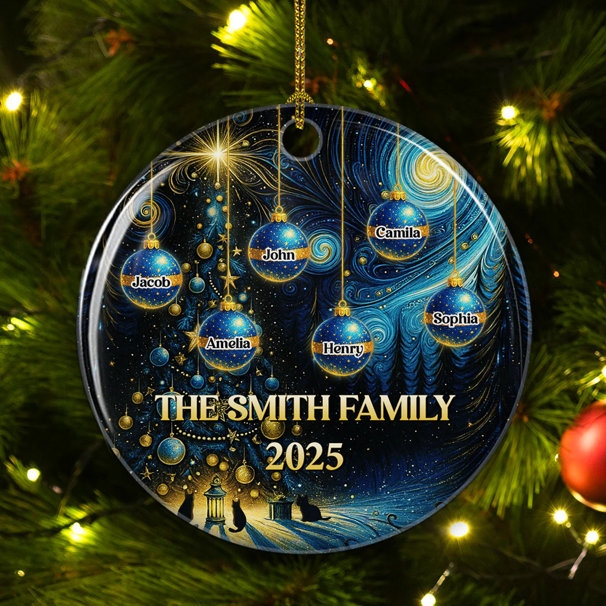 Family Together 2025 - Personalized Custom Ceramic Ornament - Image 2