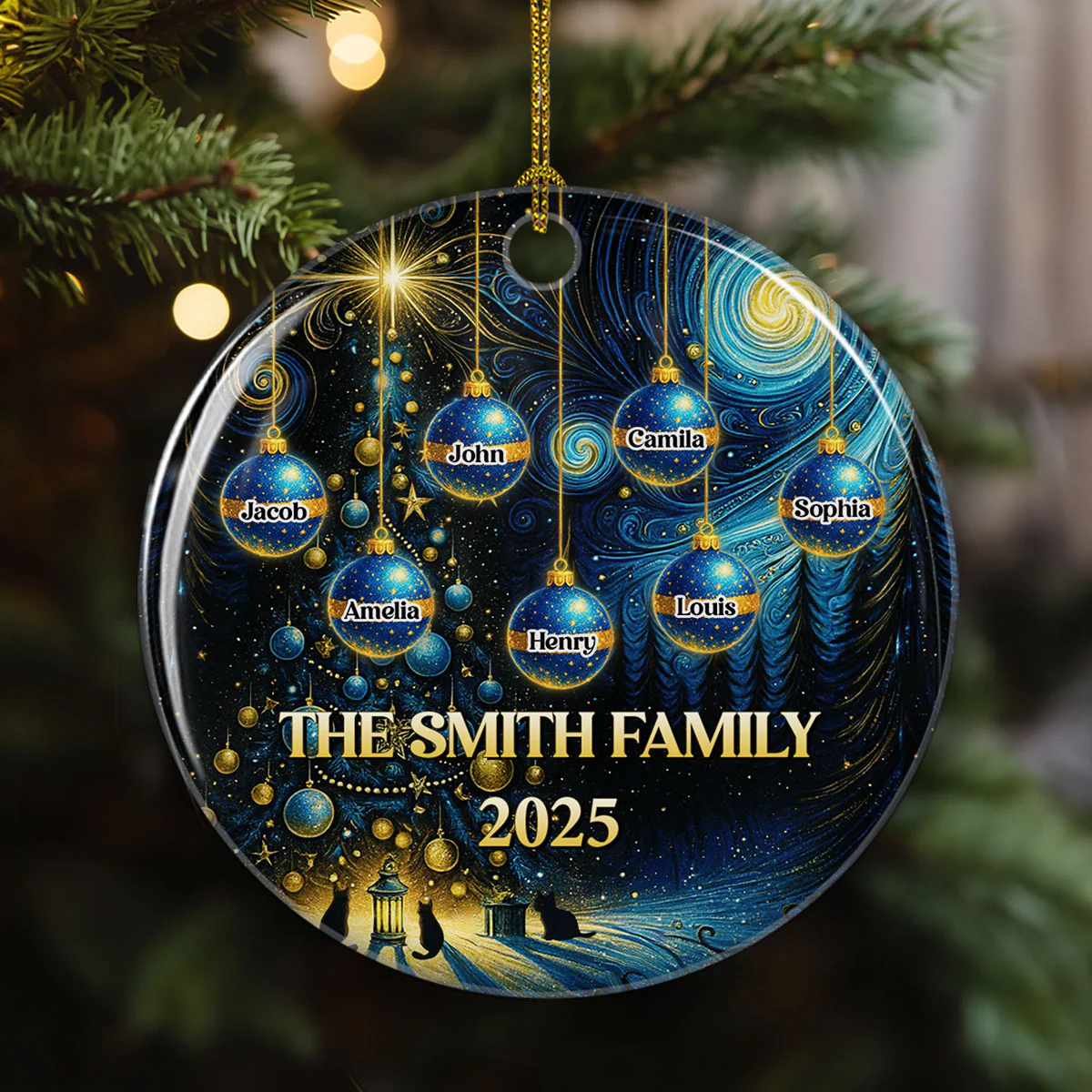Family Together 2025 - Personalized Custom Ceramic Ornament - Image 3