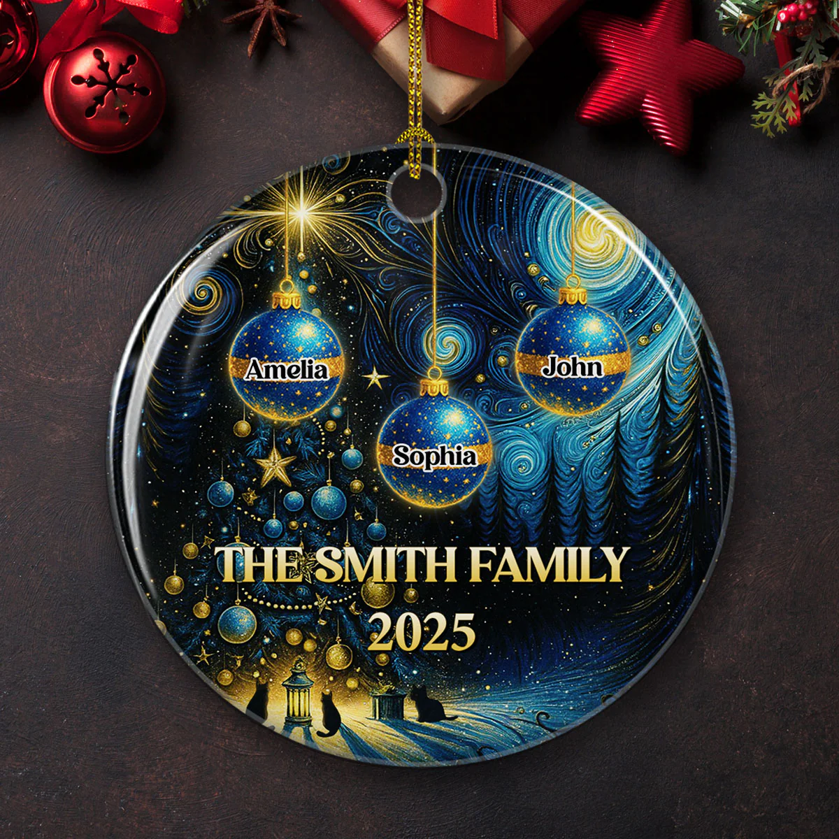 Family Together 2025 - Personalized Custom Ceramic Ornament - Image 5