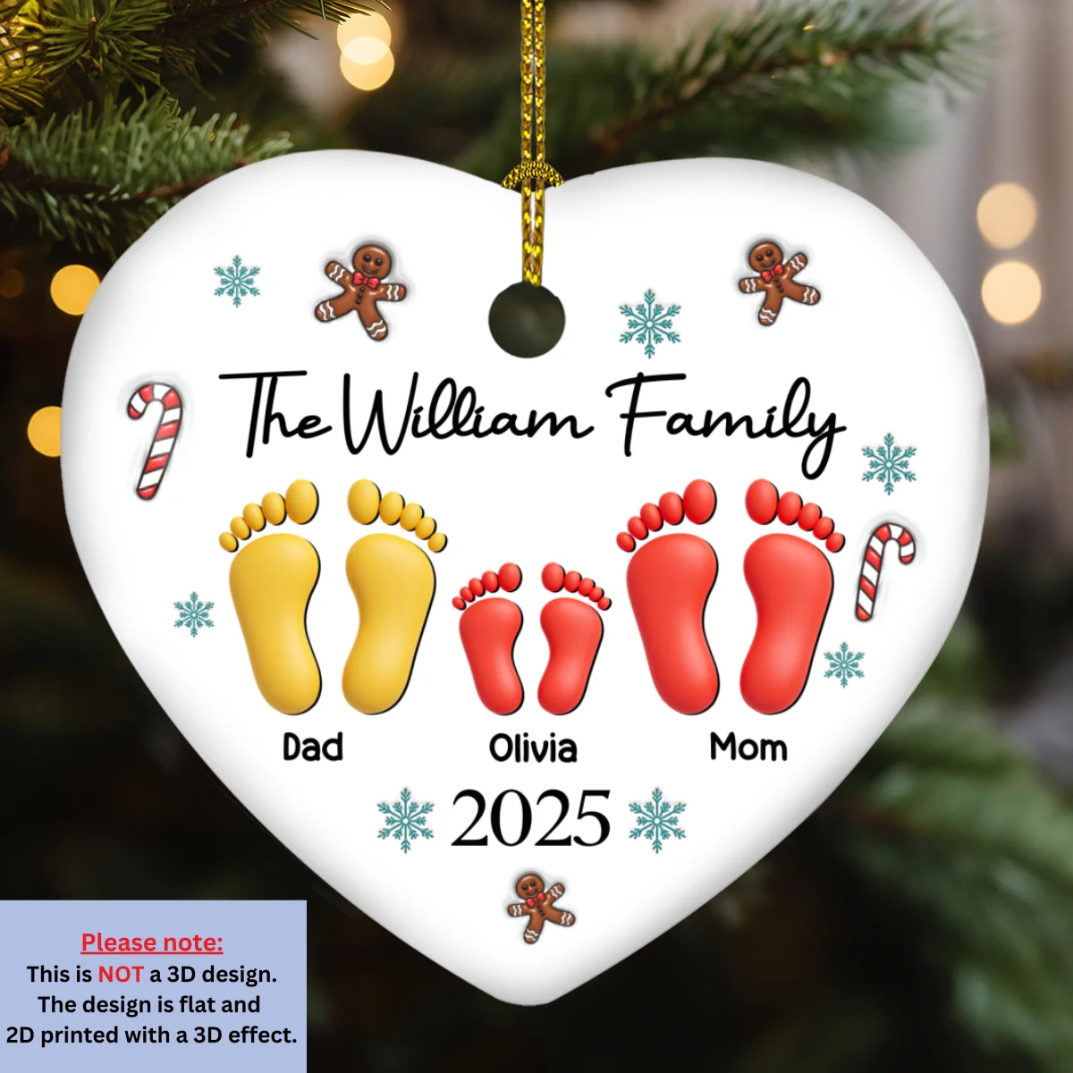Family Together Christmas 2025 - Personalized Custom 3D Effect Ceramic Ornament - Image 6