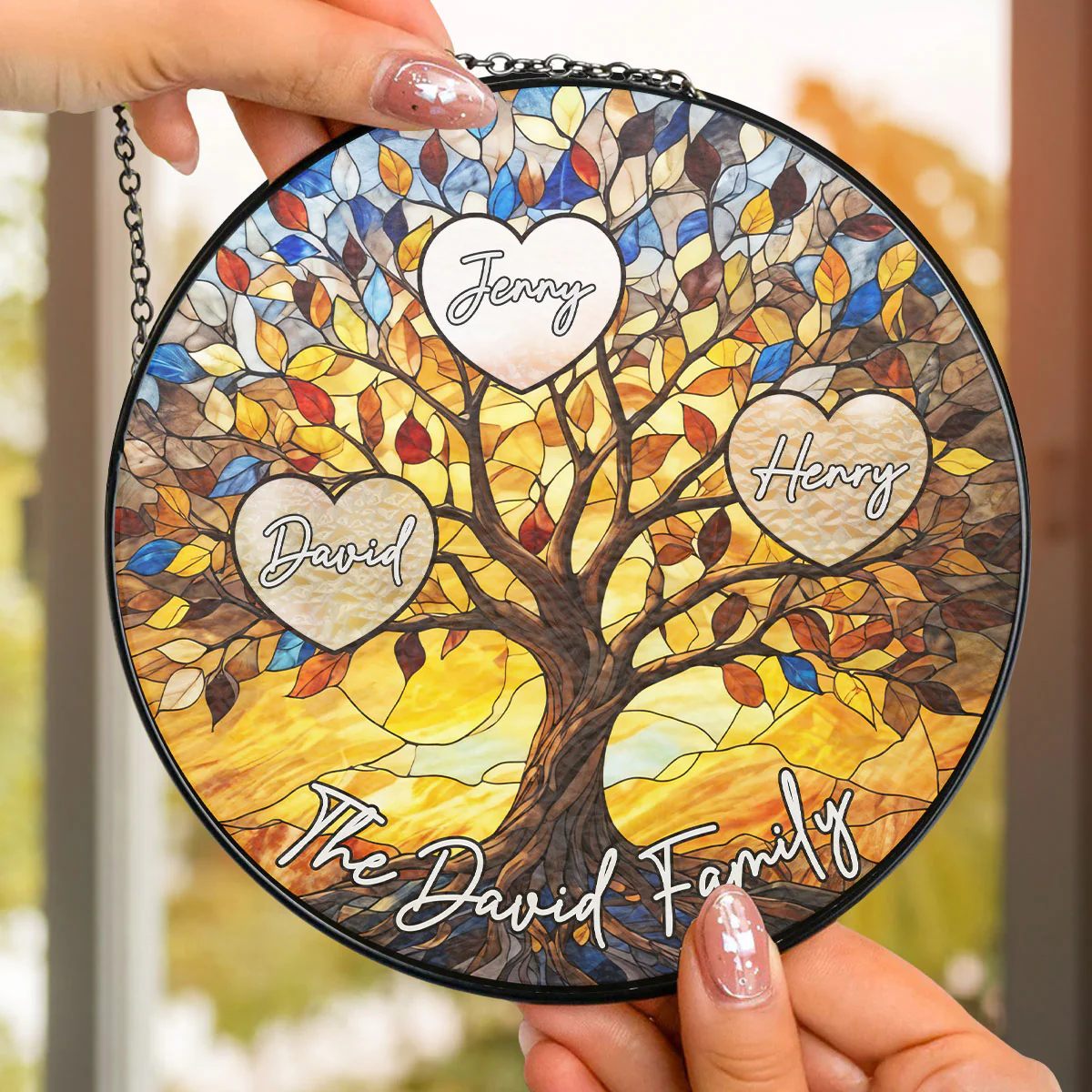 Family Tree Love Grows Here - Personalized Custom Window Hanging Suncatcher - Image 4