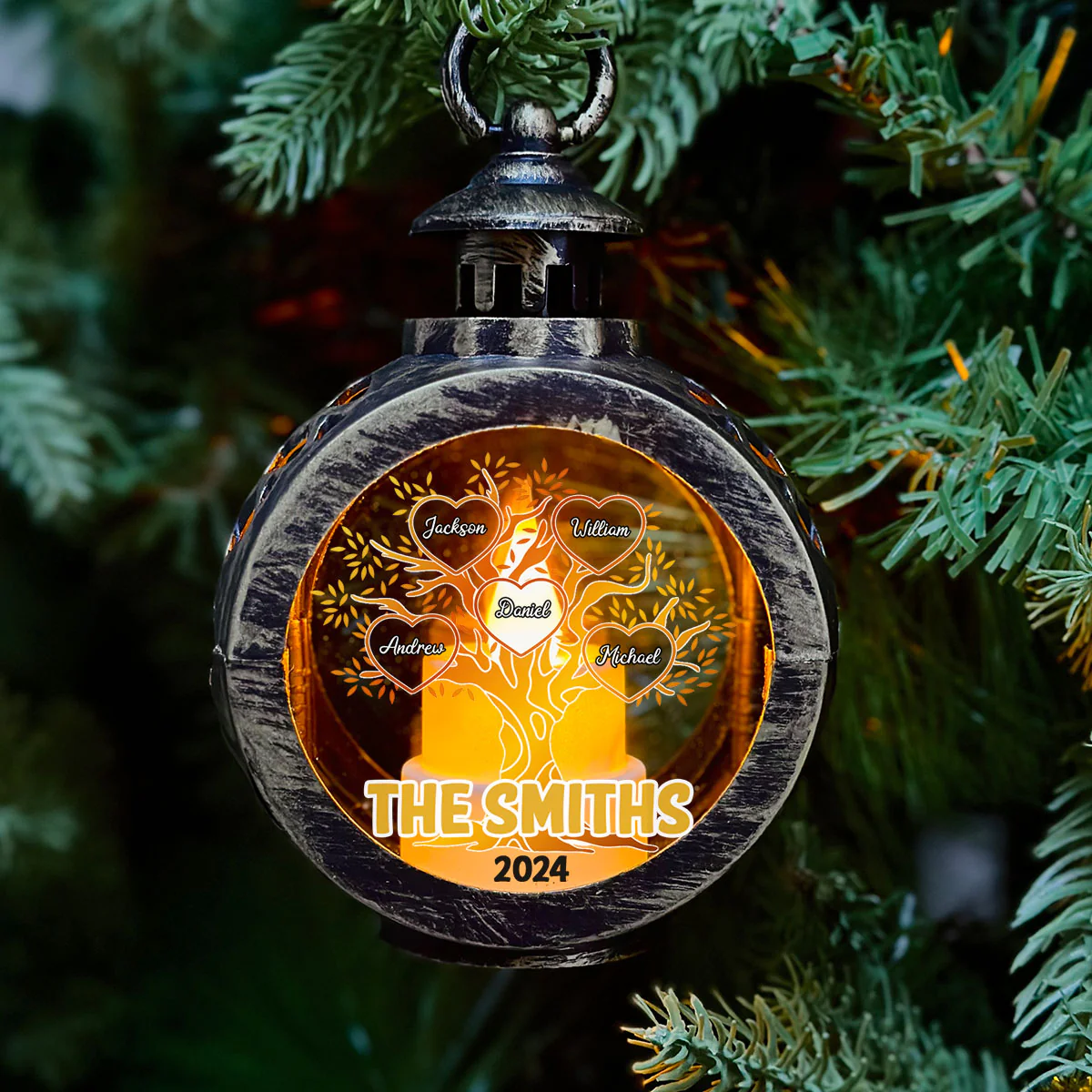 Family Tree - Personalized Custom Christmas Lantern - Image 2