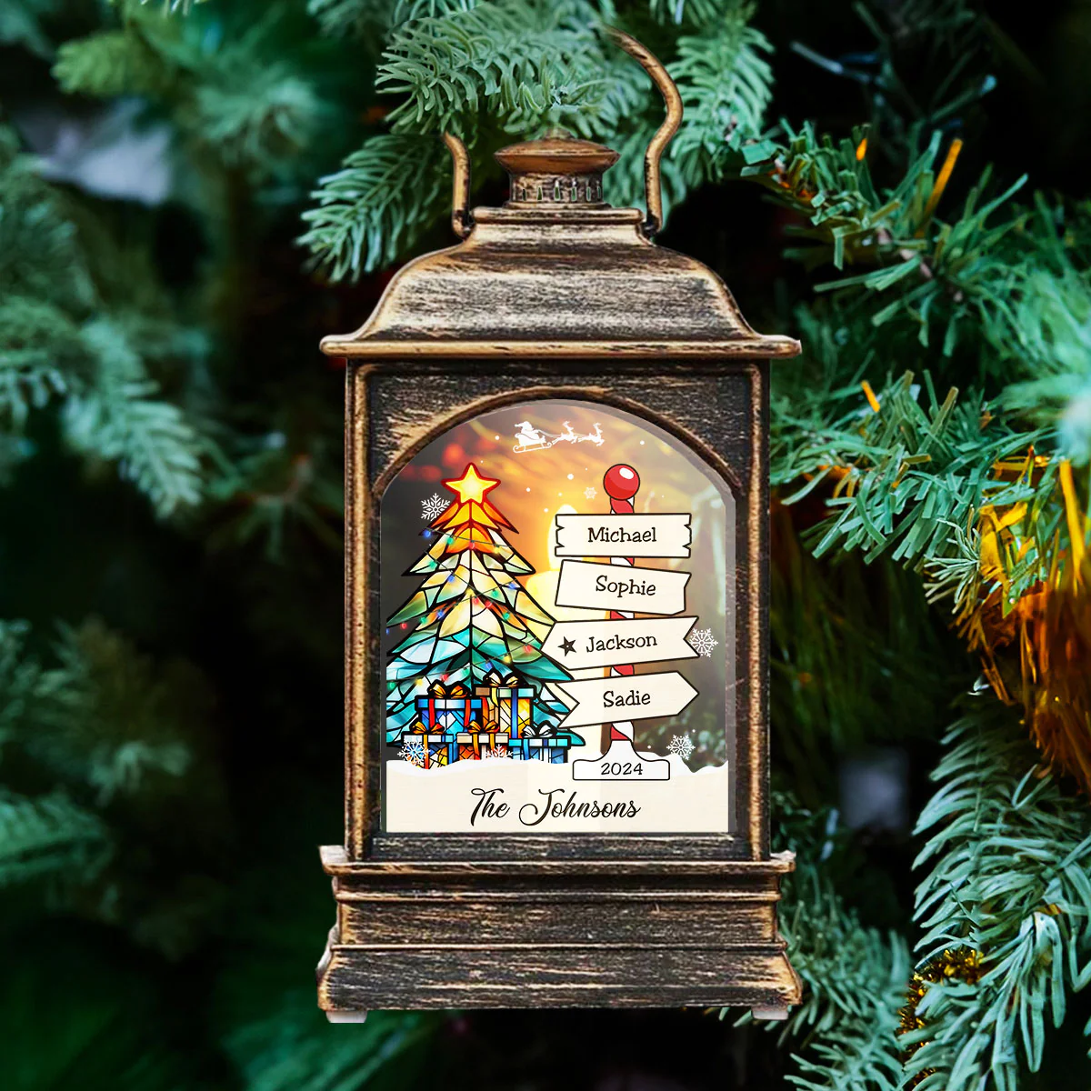 Family Tree - Personalized Custom Christmas Wind Lamp - Image 2