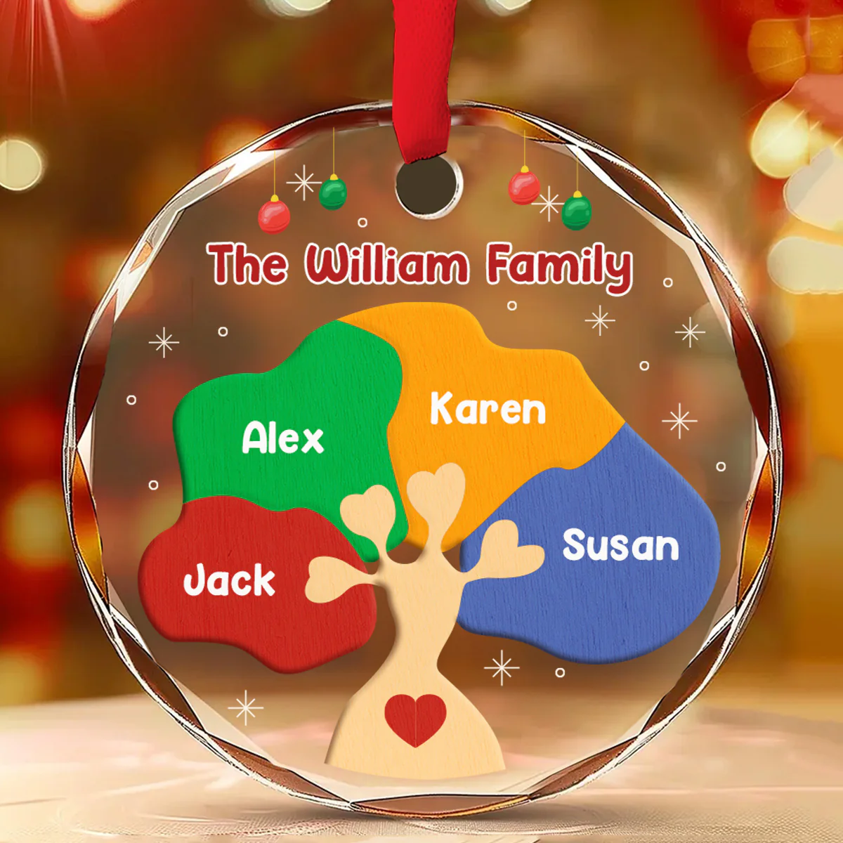 Family Tree - Personalized Custom Glass Ornament - Image 2