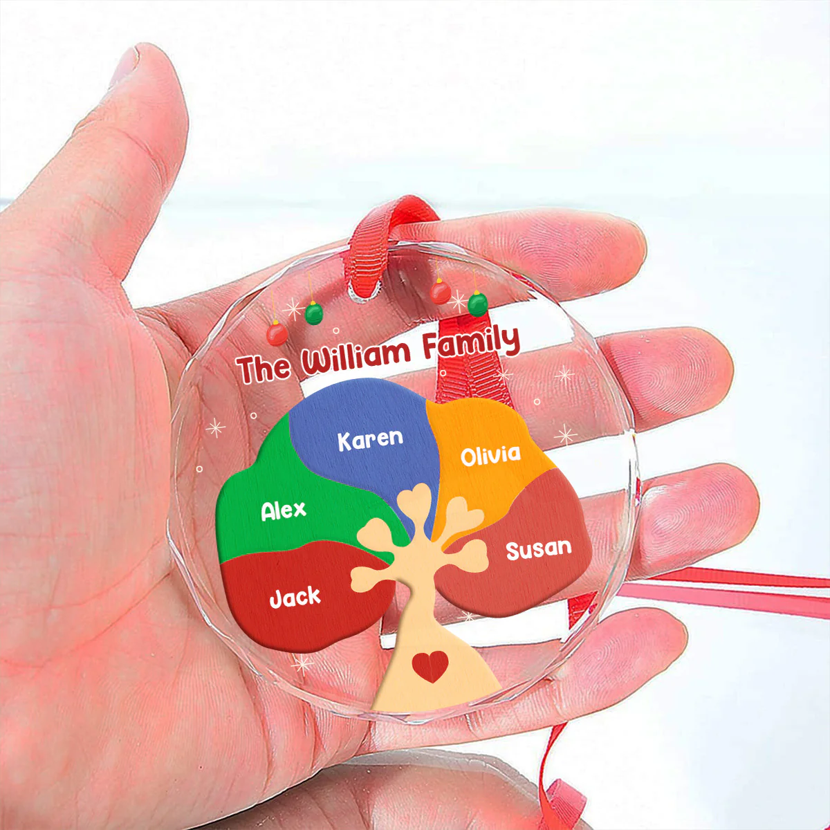 Family Tree - Personalized Custom Glass Ornament - Image 5