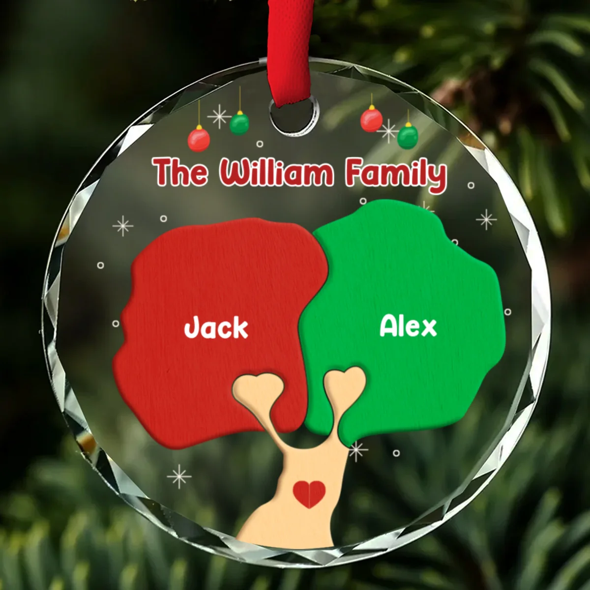 Family Tree - Personalized Custom Glass Ornament - Image 7