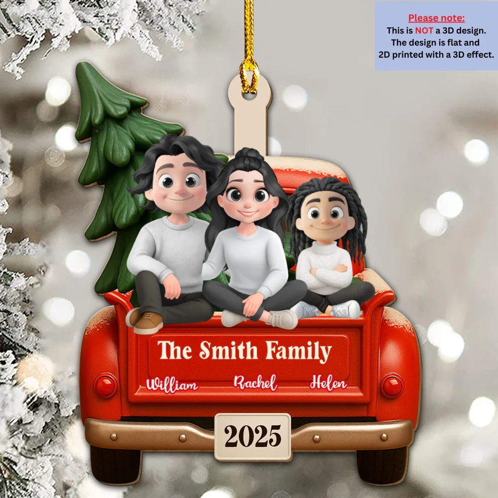Family Vintage Truck - Personalized Custom 3D Effect Wood Ornament - Image 6