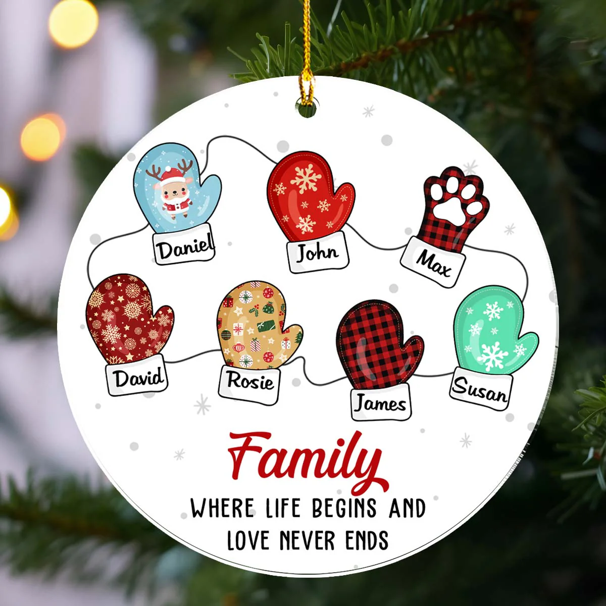 Family Where Life Begins And Love Never Ends - Personalized Custom Acrylic Ornament - Image 2
