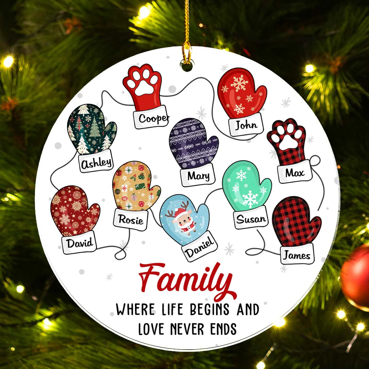 Family Where Life Begins And Love Never Ends - Personalized Custom Acrylic Ornament - Image 3