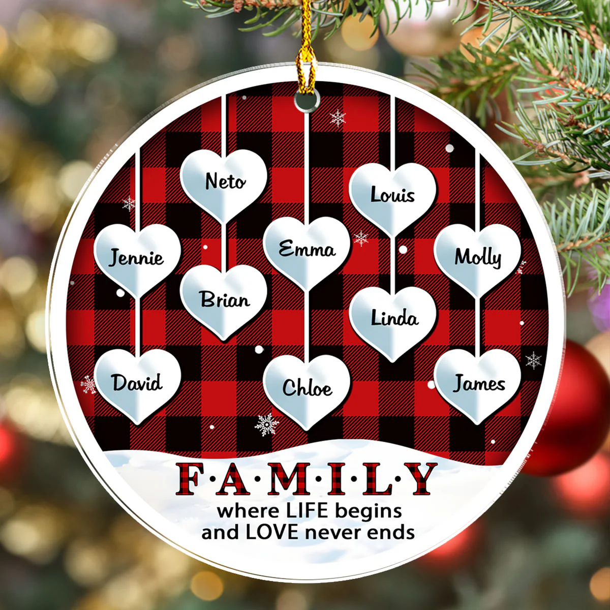 Family Where Life Begins - Personalized Custom Acrylic Ornament - Image 5