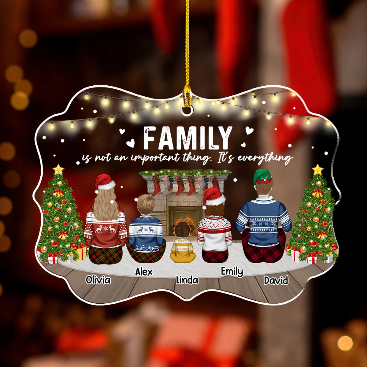 Family Where Love Never Ends - Personalized Custom Acrylic Ornament - Image 2