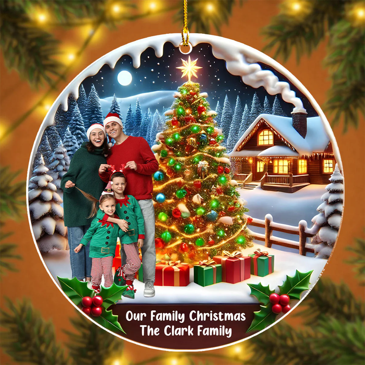 Family With Christmas - Personalized Custom Acrylic Ornament - Image 4