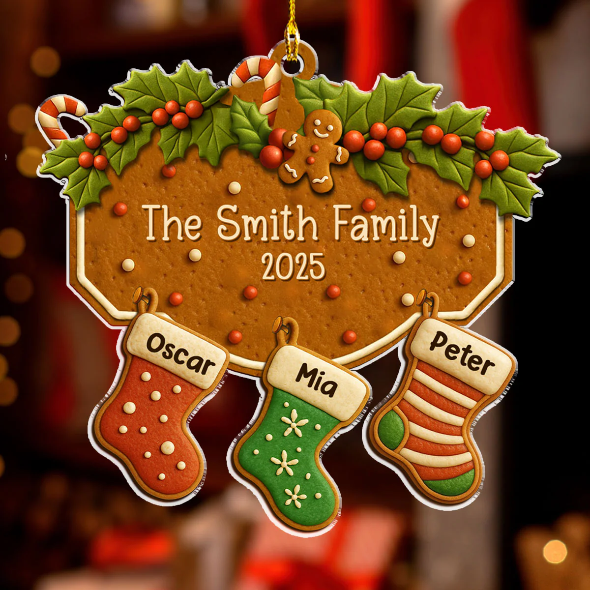Family With Pet Cookies - Personalized Custom Acrylic Ornament - Image 2