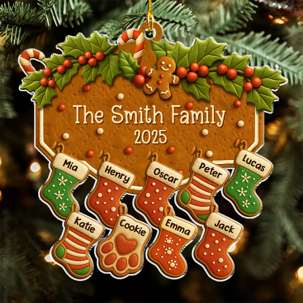 Family With Pet Cookies - Personalized Custom Acrylic Ornament - Image 4