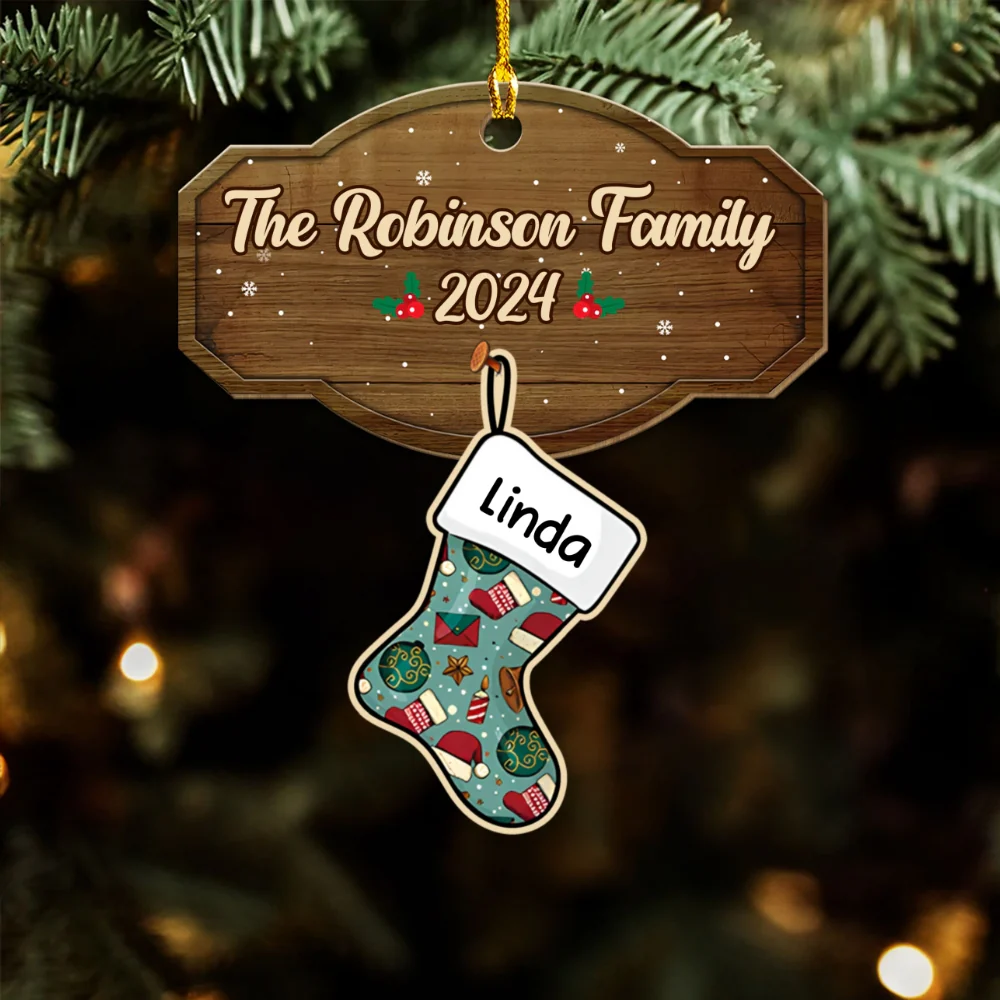 Family With Pet - Personalized Custom Wood Ornament - Image 5