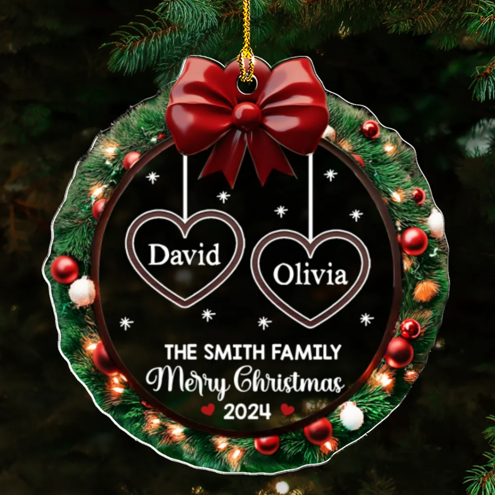 Family Wreath Christmas - Personalized Custom Acrylic Ornament - Image 4