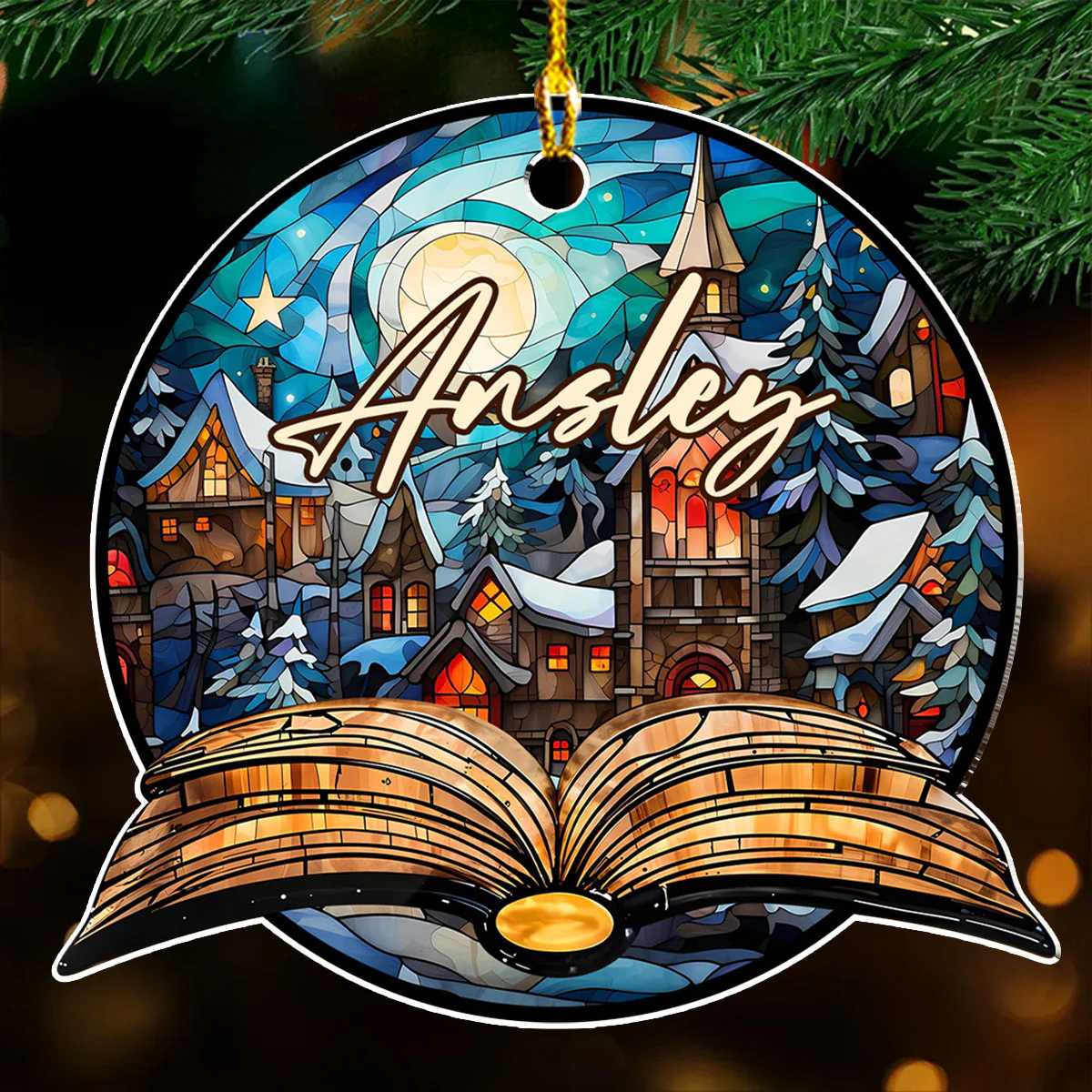 Fantasy Book Reader - Personalized Custom Acrylic Ornament - Image 3