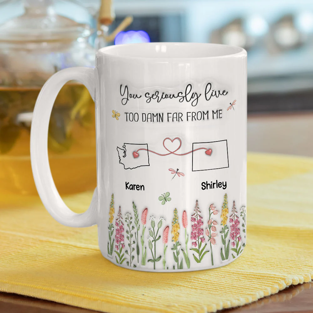 Far Away But Still Connected - Personalized Custom 3D Inflated Effect Mug - Image 4