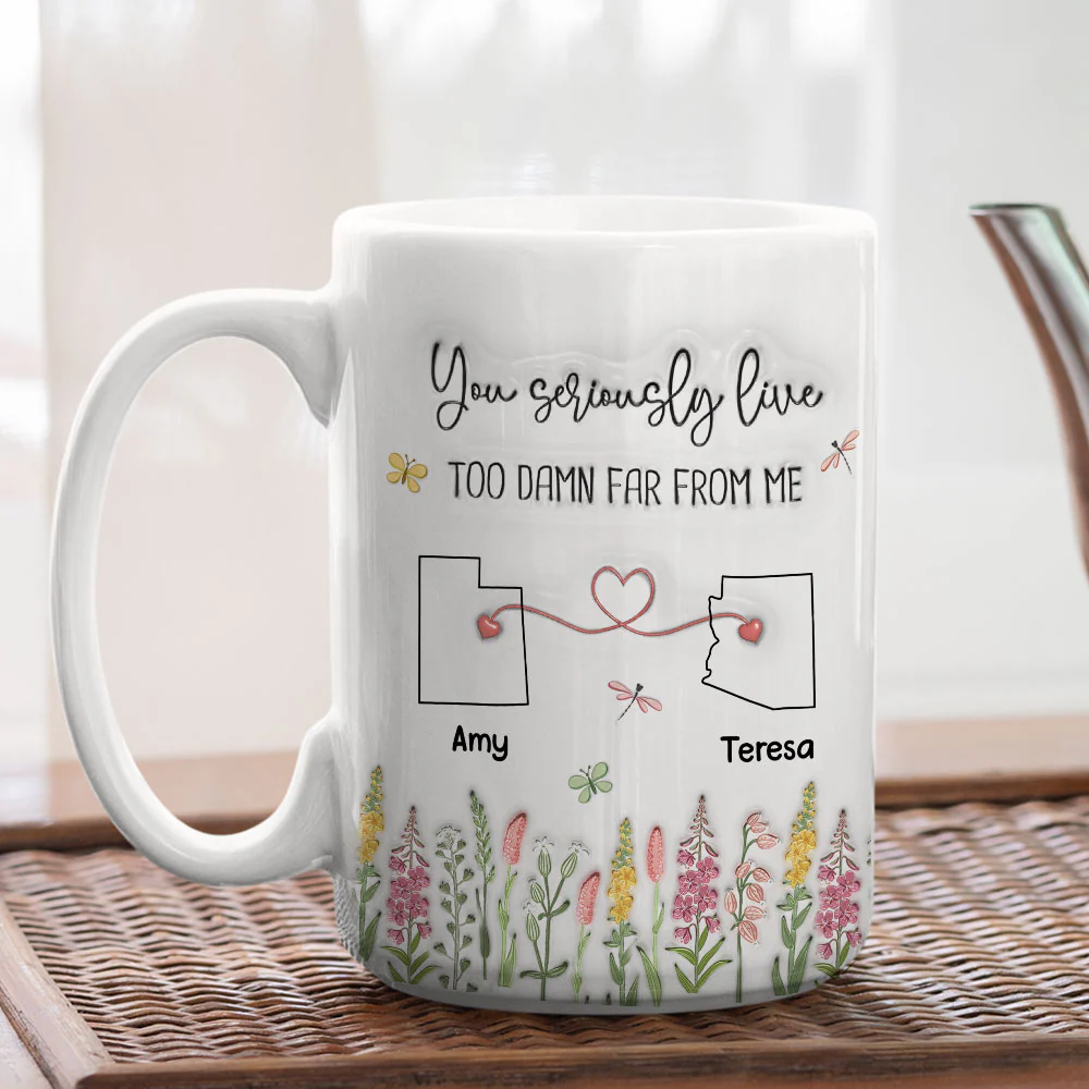 Far Away But Still Connected - Personalized Custom 3D Inflated Effect Mug - Image 5