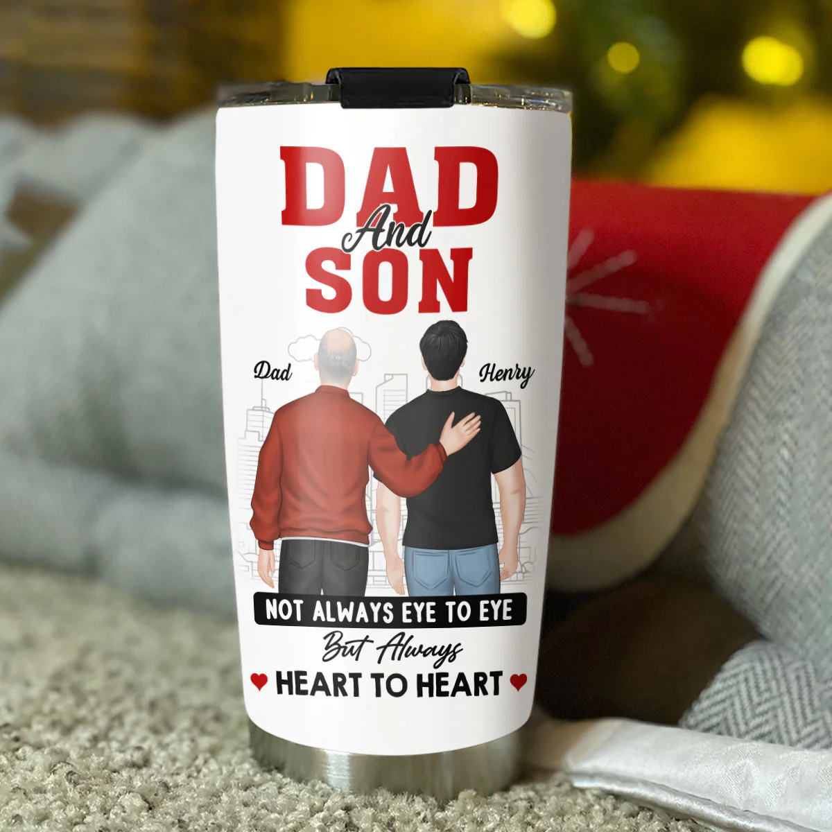 Father And Son Different Paths Same Heart - Personalized Custom Tumbler - Image 4