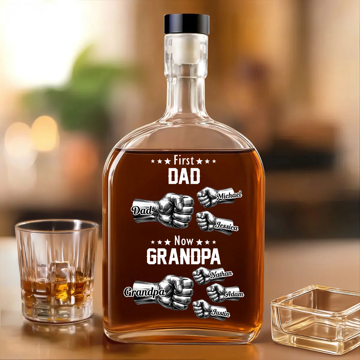 Father Hand Bump - Personalized Custom Spirits Decanter