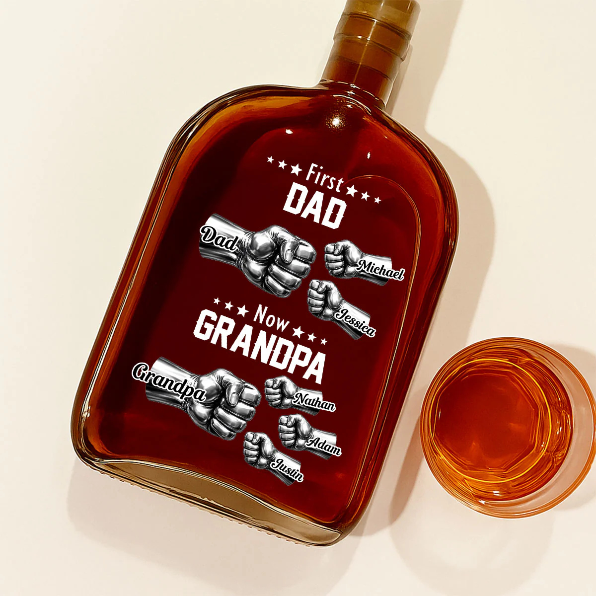 Father Hand Bump - Personalized Custom Spirits Decanter - Image 2