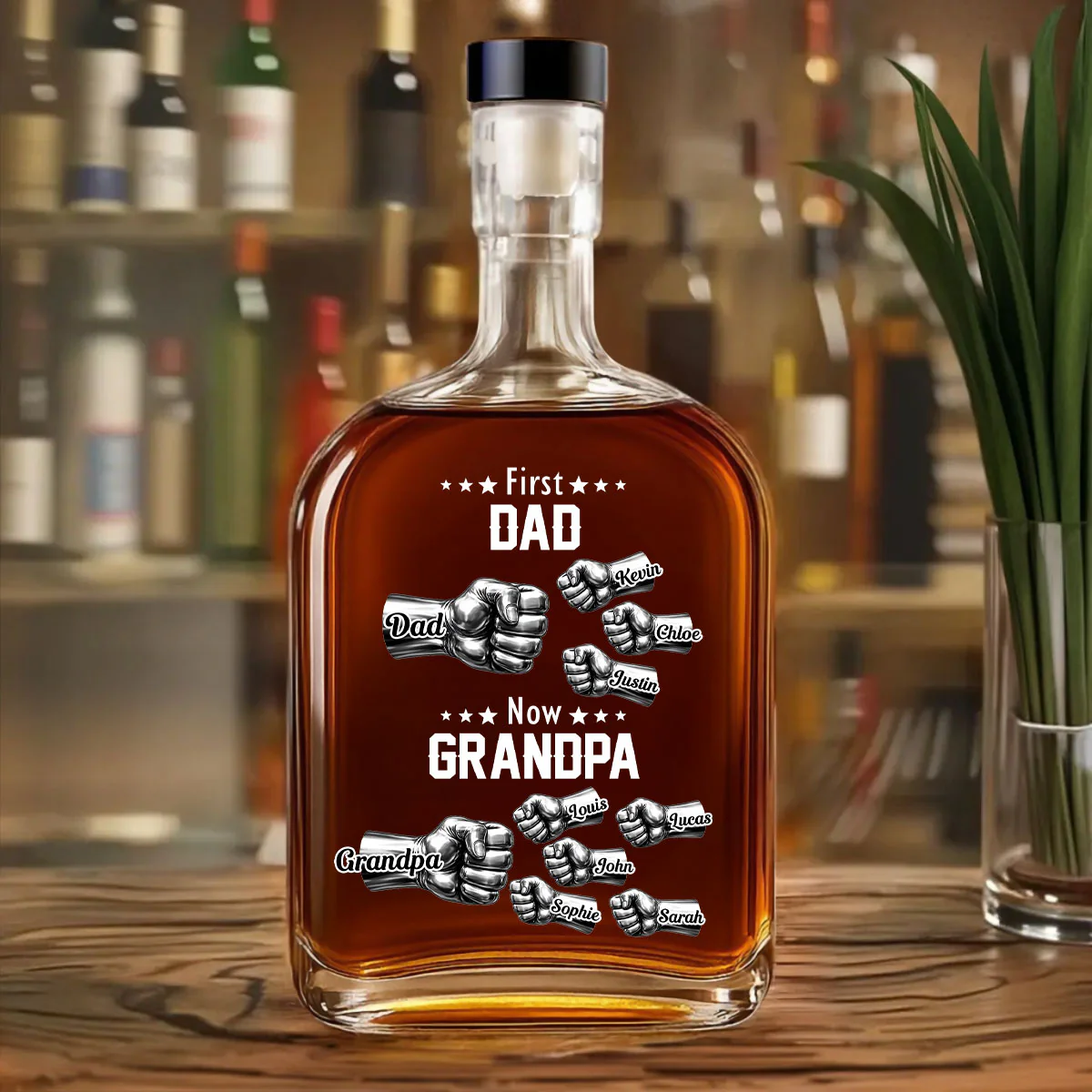 Father Hand Bump - Personalized Custom Spirits Decanter - Image 3