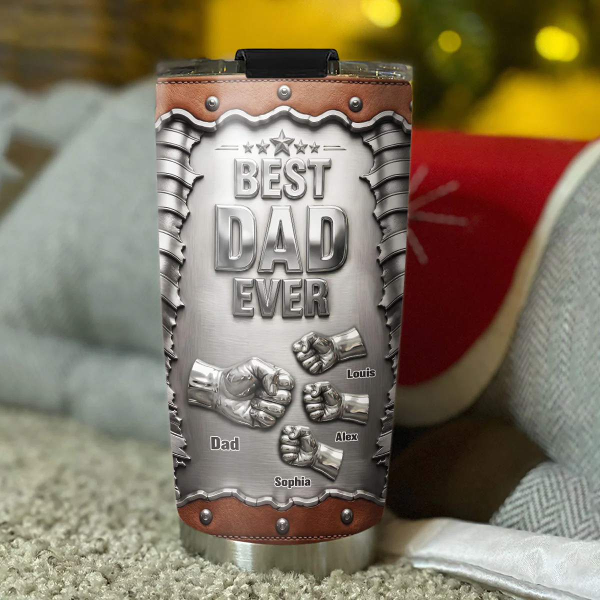 Father Strength - Personalized Custom 3D Effect Tumbler - Image 3