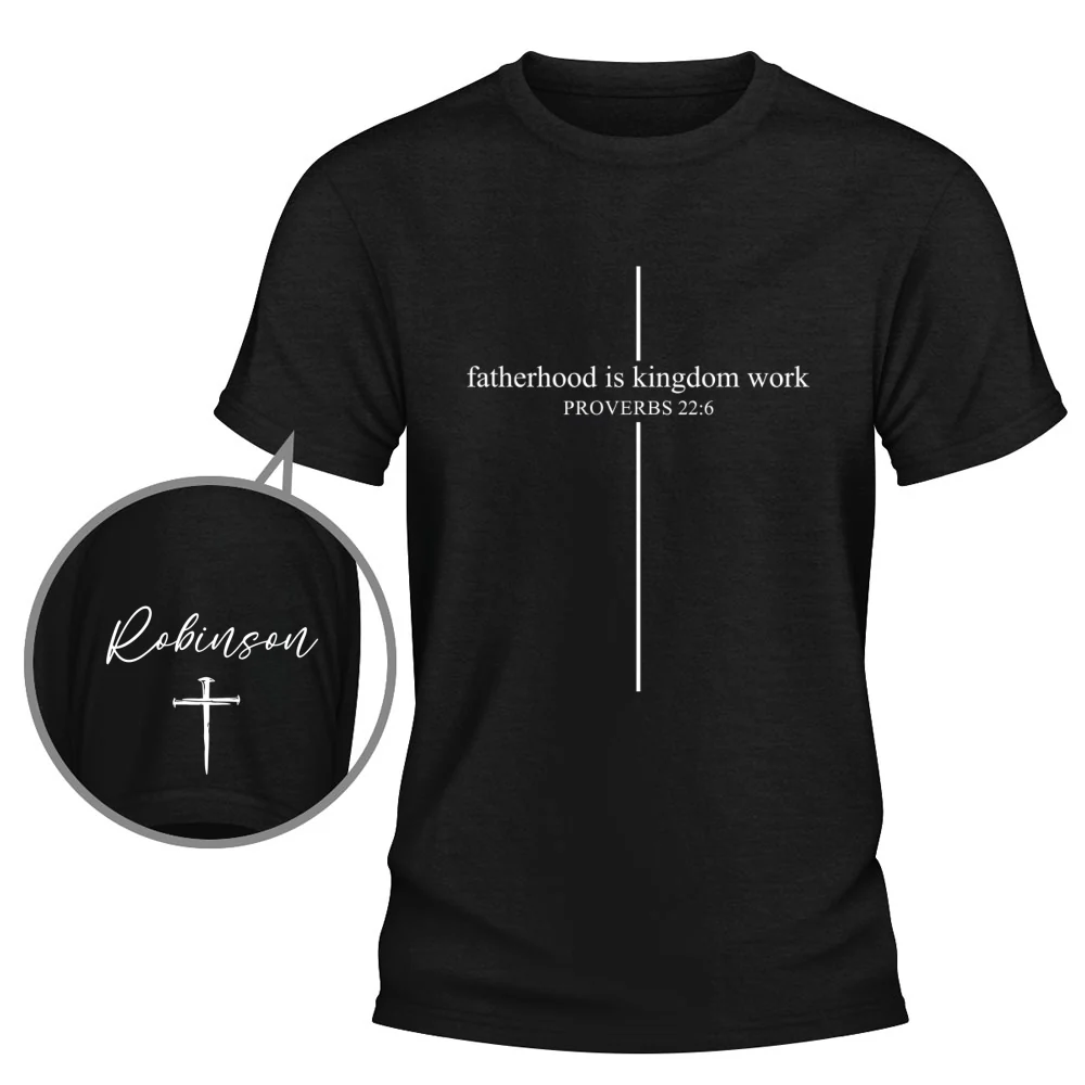 Fatherhood Is Kingdom Work - Personalized Custom Shirt With Design On Sleeve - Image 7