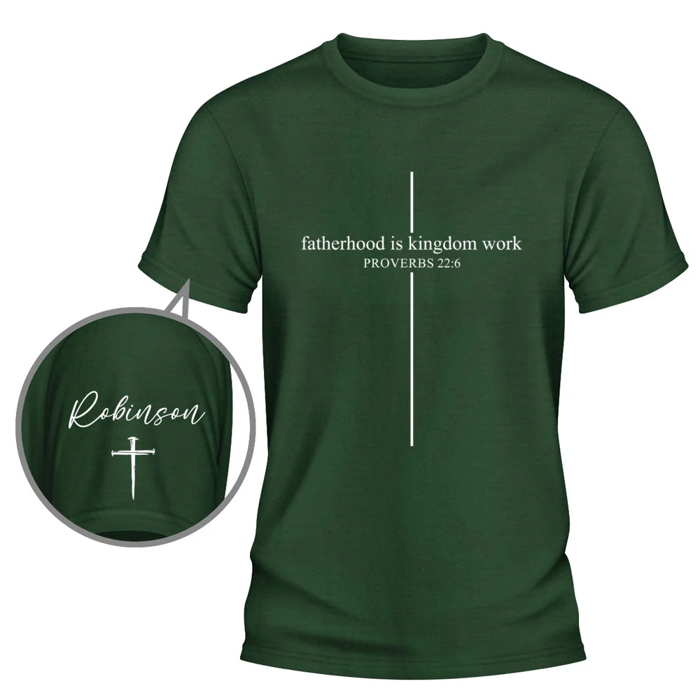 Fatherhood Is Kingdom Work - Personalized Custom Shirt With Design On Sleeve - Image 9