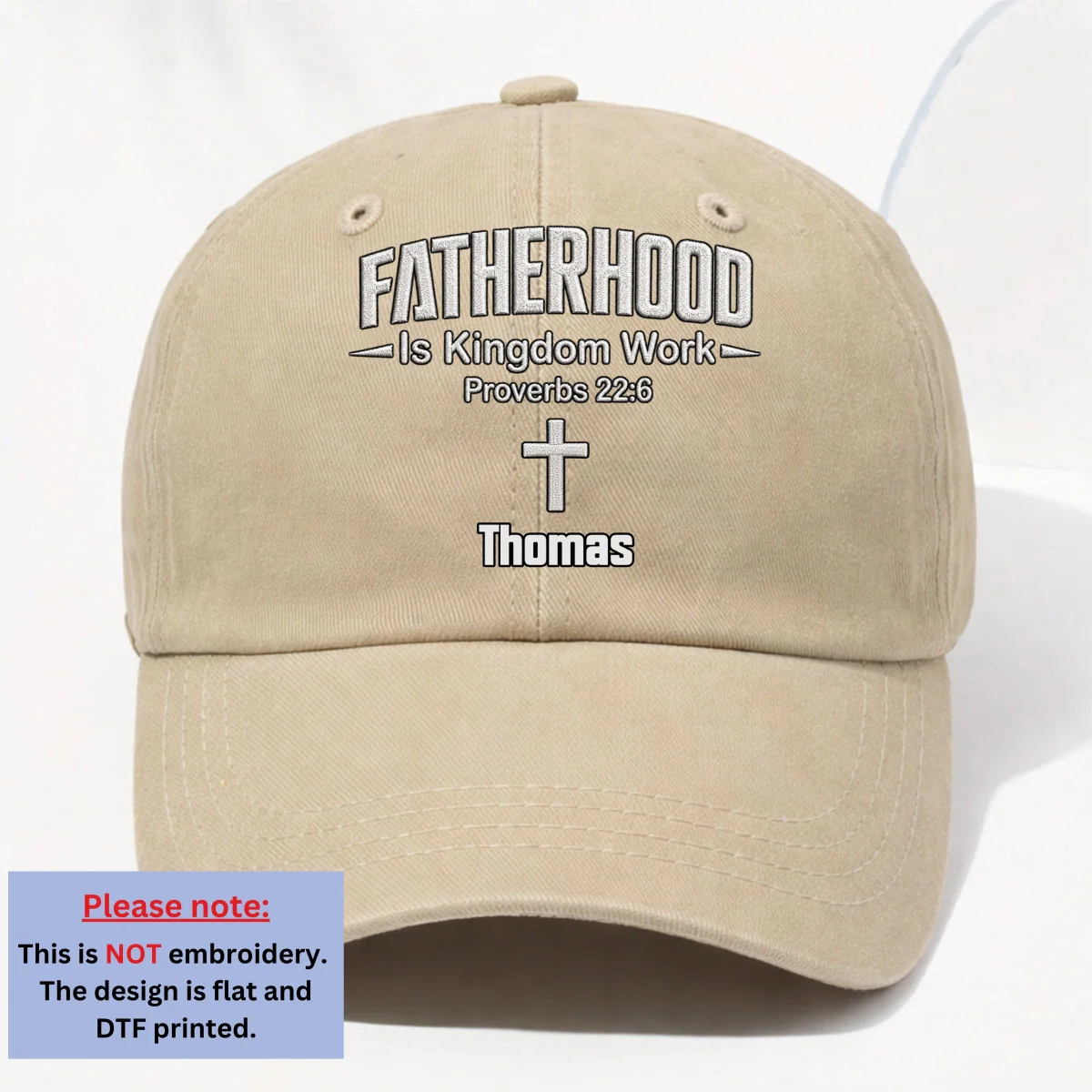 Fatherhood Is Kingdom Work - Personalized Custom Vintage Washed Denim Cap - Image 10