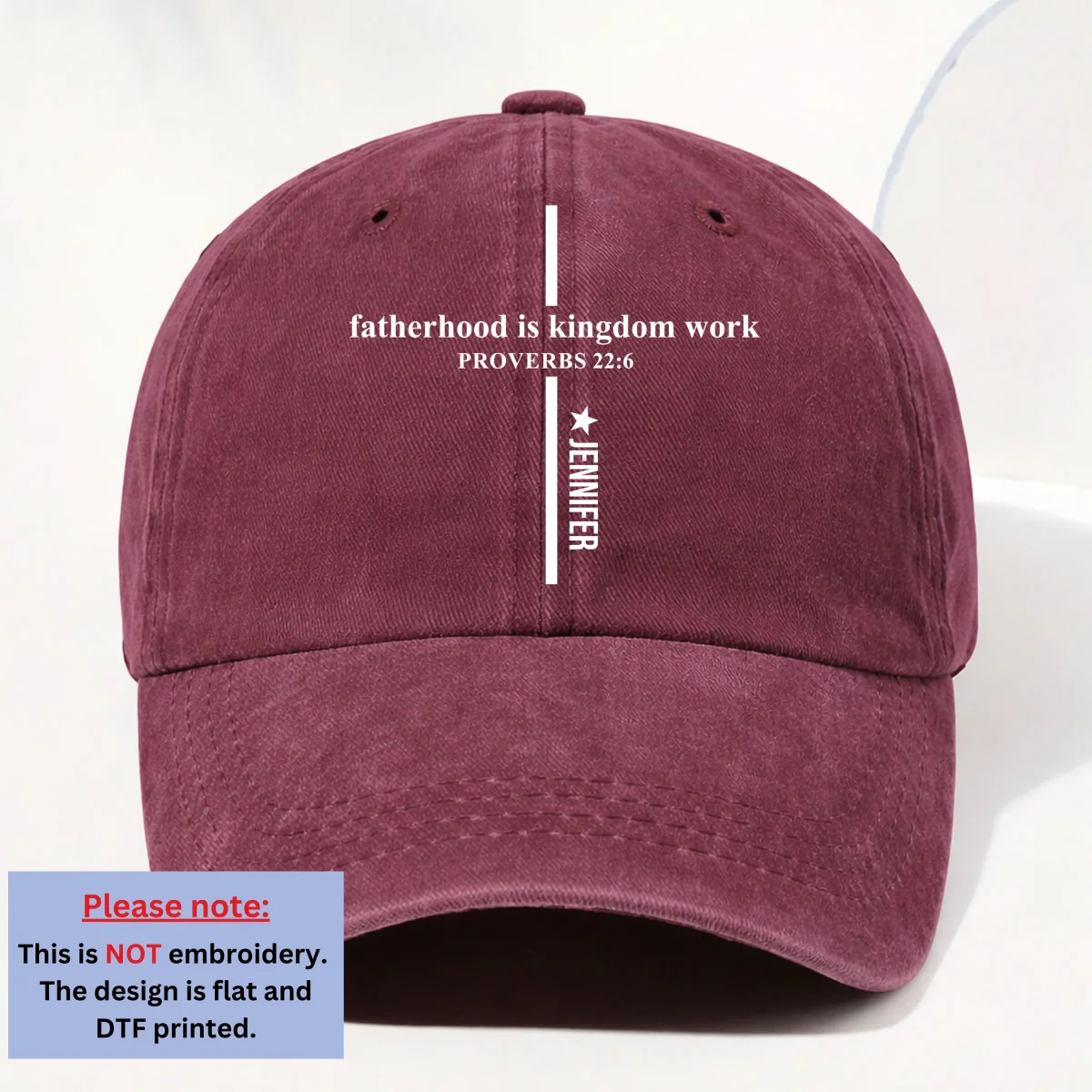 Fatherhood Is Kingdom Work - Personalized Custom Vintage Washed Denim Cap - Image 11