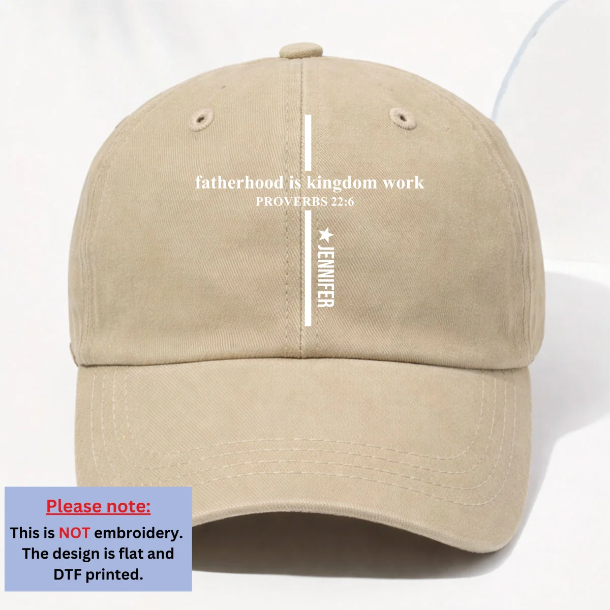Fatherhood Is Kingdom Work - Personalized Custom Vintage Washed Denim Cap - Image 12