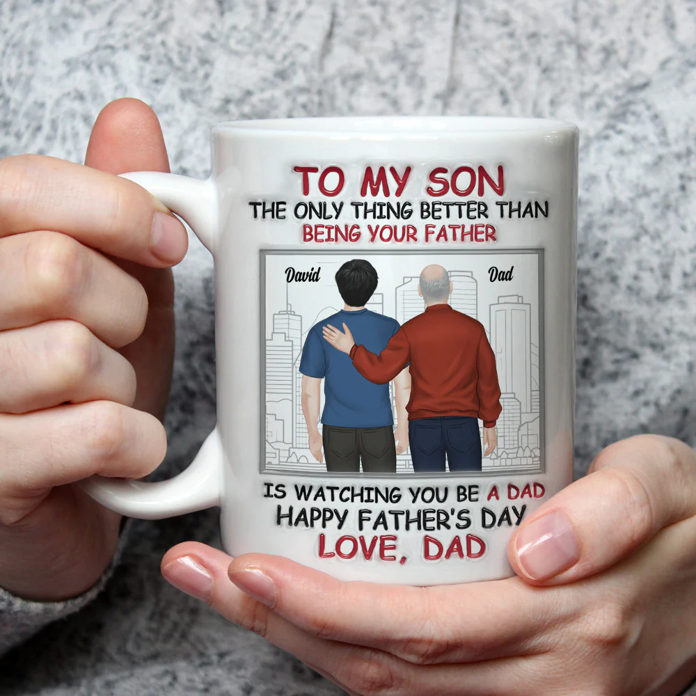 Fatherhood Looks Good On You - Personalized Custom 3D Inflated Effect Mug - Image 2