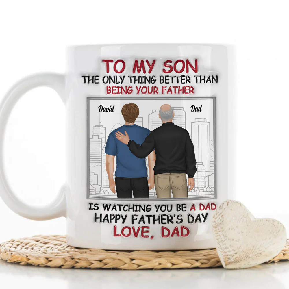 Fatherhood Looks Good On You - Personalized Custom 3D Inflated Effect Mug - Image 4