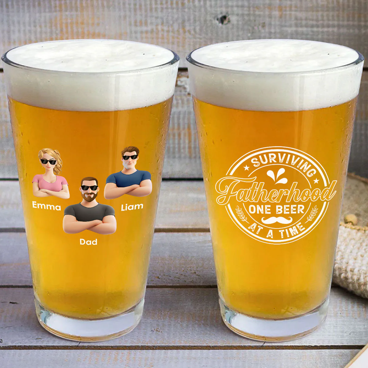 Fatherhood- Personalized Custom Beer Glass - Image 3