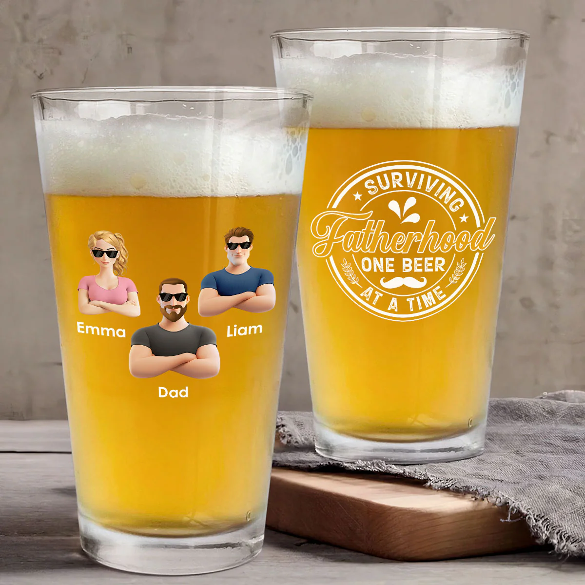 Fatherhood- Personalized Custom Beer Glass - Image 4